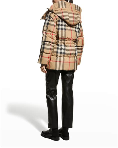 burberry detachable hood nylon puffer jacket|burberry check cropped puffer jacket.